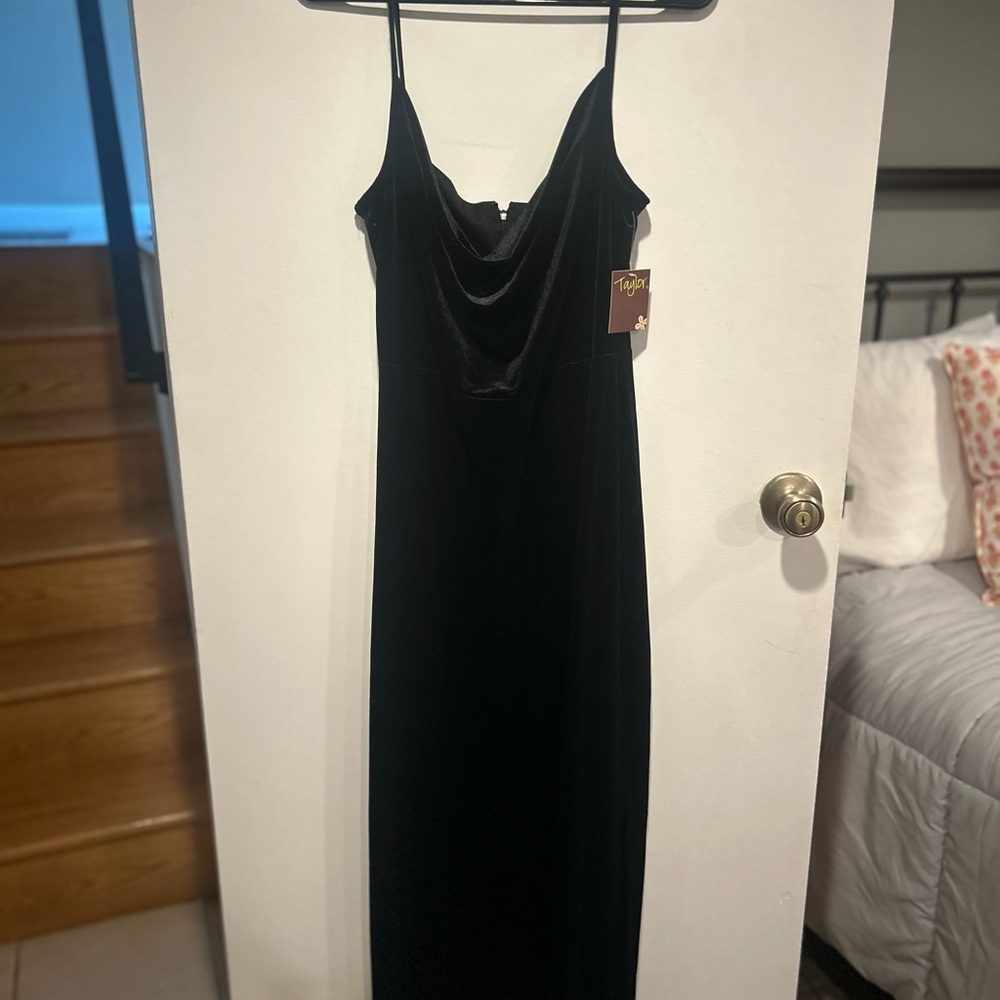 TAYLOR Black Cowl Neck Slip Maxi Dress